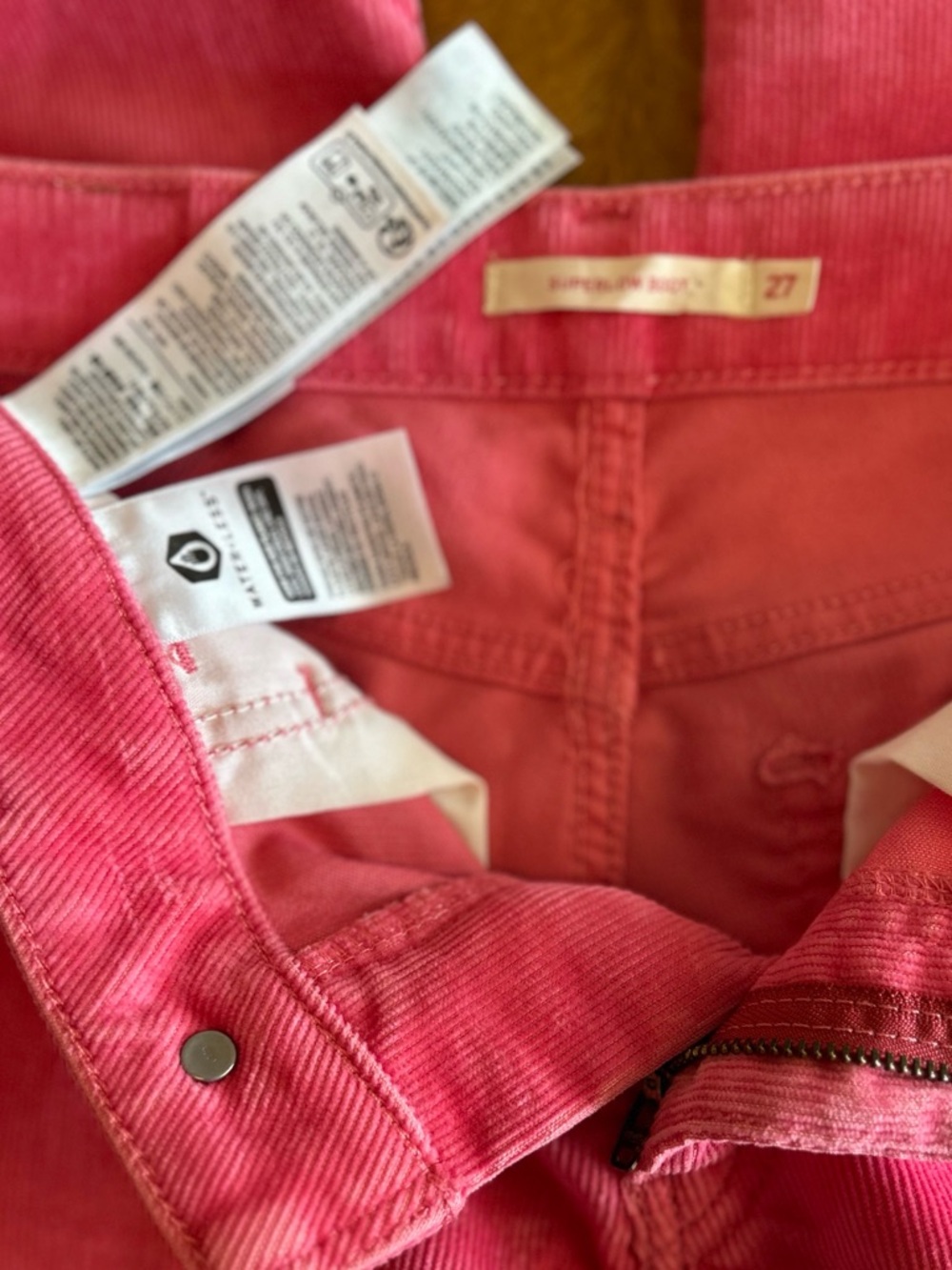 Levi's soft Pink Barbiecore coquette Corduroy Jeans size 27/32 - Picture 7 of 12